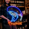 Fishing Neon Sign Custom, Name Fish Hook LED Light, Man Cave Wall Decor