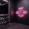 Fitness Neon Sign Custom, Name Barbell LED Light, Gym Wall Decor