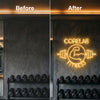 Fitness Neon Sign Custom, Name Barbell LED Light, Gym Wall Decor