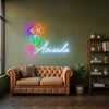 Floral Neon Sign Custom, Name Bouquet LED Light, Flower Shop Wall Decor