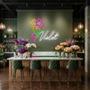Floral Neon Sign Custom, Name Bouquet LED Light, Flower Shop Wall Decor