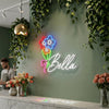 Floral Neon Sign Custom, Name Bouquet LED Light, Flower Shop Wall Decor