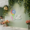 Floral Neon Sign Custom, Name Bouquet LED Light, Flower Shop Wall Decor