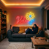 Floral Neon Sign Custom, Name Daisy LED Light, Flower Shop Bedroom Wall Decor
