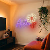 Floral Neon Sign Custom, Name Daisy LED Light, Flower Shop Bedroom Wall Decor