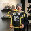 Football Jersey Neon Sign Custom, Name Number LED Light, Boys Room Wall Decor