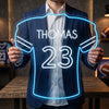 Football Jersey Neon Sign Custom, Name Number LED Light, Boys Room Wall Decor