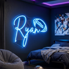 Football Neon Sign Custom, Name Ball LED Light, Boys Room Wall Decor