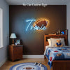 Football Neon Sign with Name, Ball LED Light, Boys Room Wall Sports Decor