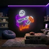 Football Neon Sign with Name, Catch Player LED Light, Boys Room Wall Decor