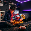 Football Neon Sign with Name, Catch Player LED Light, Boys Room Wall Decor