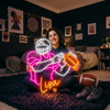 Football Neon Sign with Name, Catch Player LED Light, Boys Room Wall Decor