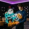 Football Neon Sign with Name, Catch Player LED Light, Boys Room Wall Decor