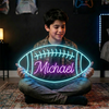 Football Neon Sign with Name, Laces LED Light, Boys Room Wall Sports Decor