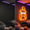 Football Neon Sign with Name, Player LED Light, Boys Room Wall Sports Decor
