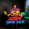 Game Zone Neon Sign Custom, Name Controller LED Light, Boys Room Decor