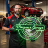 Garage Neon Sign Custom, Name Car Badge LED Light, Man Cave Auto Shop Decor