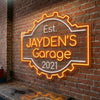 Garage Neon Sign Custom, Name Gear Badge LED Light, Man Cave Auto Shop Decor
