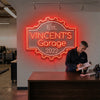Garage Neon Sign Custom, Name Gear Badge LED Light, Man Cave Auto Shop Decor