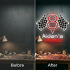 Garage Neon Sign Custom, Name Racing Flags LED Light, Man Cave Auto Shop Decor