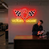 Garage Neon Sign Custom, Name V8 Checkered Flag LED Light, Man Cave Auto Decor