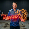Garage Neon Sign Personalized, Custom Name Gear Wrench LED Light, Man Cave Decor