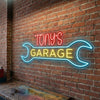 Garage Neon Sign Personalized, Custom Name Wrench LED Light, Man Cave Dad Gift