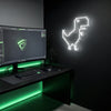Google Chrome Dino Neon Light Sign - Personalized Pixel Dinosaur White