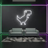 Google Chrome Dino Neon Light Sign - Personalized Pixel Dinosaur White