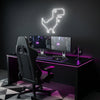Google Chrome Dino Neon Light Sign - Personalized Pixel Dinosaur White