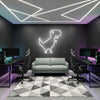 Google Chrome Dino Neon Light Sign - Personalized Pixel Dinosaur White