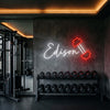 Gym Neon Sign Custom, Name Dumbbell LED Light, Fitness Room Decor