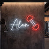Gym Neon Sign Custom, Name Dumbbell LED Light, Fitness Room Decor