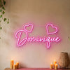Heart Neon Sign Custom, Name Double Heart LED Light, Bedroom Decor