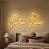 Heart Neon Sign Custom, Name Double Heart LED Light, Bedroom Decor