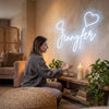 Heart Neon Sign Custom, Name Double Heart LED Light, Bedroom Decor