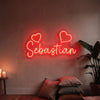 Heart Neon Sign Custom, Name Double Heart LED Light, Bedroom Decor