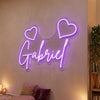 Heart Neon Sign Custom, Name Double Heart LED Light, Bedroom Decor