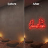 Heart Neon Sign Custom, Name Double Heart LED Light, Bedroom Decor