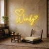 Heart Neon Sign Custom, Name Heart LED Light, Bedroom Wall Decor