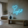 Heart Neon Sign Custom, Name Heart LED Light, Bedroom Wall Decor