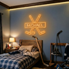 Hockey Neon Sign Custom, Name Stick Puck LED Light, Boys Room Wall Sports Decor
