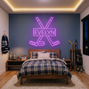 Hockey Neon Sign Custom, Name Stick Puck LED Light, Boys Room Wall Sports Decor