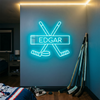 Hockey Neon Sign Custom, Name Stick Puck LED Light, Boys Room Wall Sports Decor