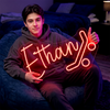 Hockey Neon Sign Custom, Name Sticks LED Light, Boys Room Wall Decor