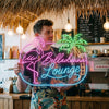 Lounge Neon Sign Custom, Name Flamingo Palm LED Light, Cocktail Home Bar Decor