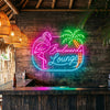 Lounge Neon Sign Custom, Name Flamingo Palm LED Light, Cocktail Home Bar Decor