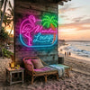 Lounge Neon Sign Custom, Name Flamingo Palm LED Light, Cocktail Home Bar Decor