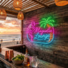 Lounge Neon Sign Custom, Name Flamingo Palm LED Light, Cocktail Home Bar Decor