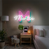 Monogram Neon Sign Custom, Name Initial LED Light, Bedroom Wall Decor Gift